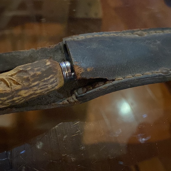 Vintage - German hand carved elk solingen knife with sheath - Picture 7 of 7